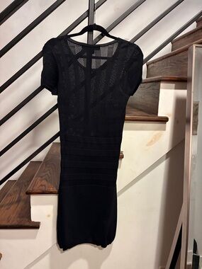 Black Pointelle Knit Bodycon Dress from French Connection
 - Women